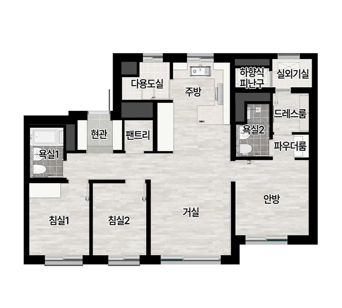 경기광주역 롯데캐슬 59A 타입 평면도 상세 구조