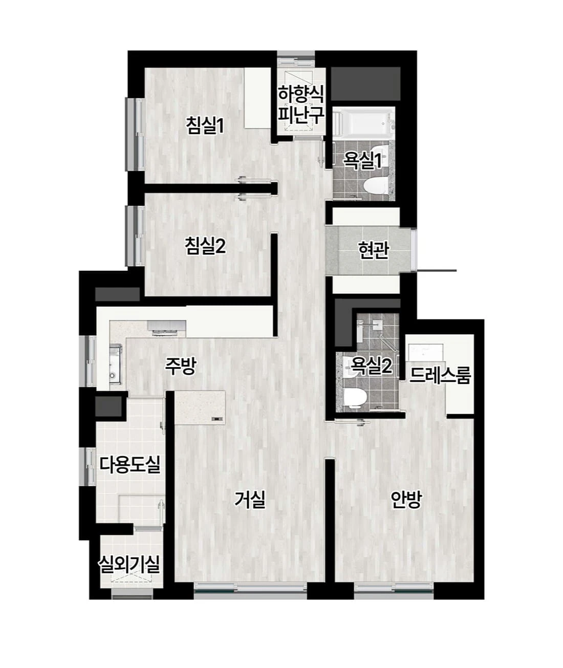 경기광주역 롯데캐슬 59B 타입 잔여세대 평면 구성