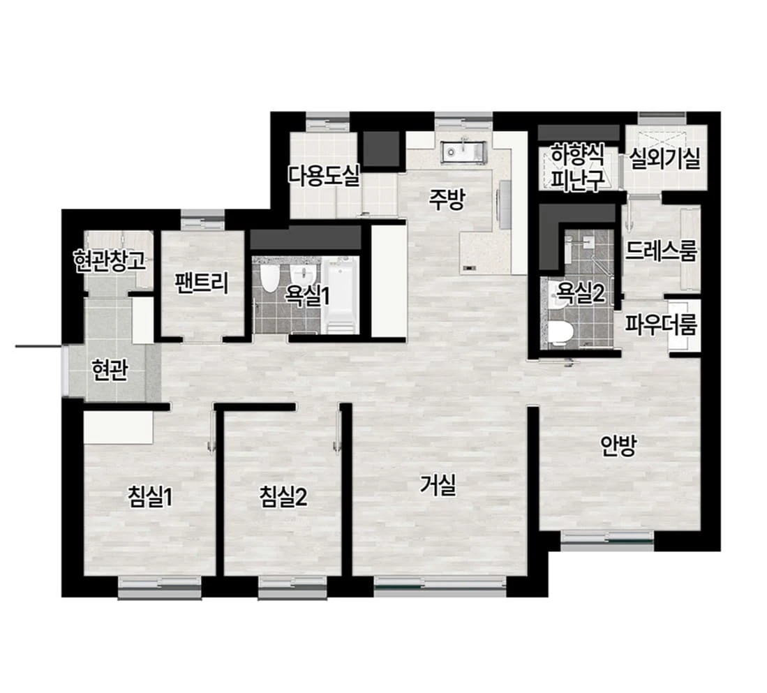 경기광주역 롯데캐슬 59C 타입 아파트 평면도